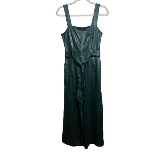 Anthropologie Samira Green Vegan Leather Jumpsuit NWT Sz. 0 - Picture 6 of 8